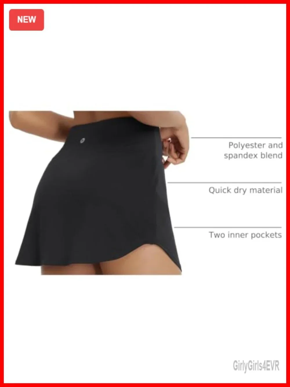 Women's Athletic Skort with Built-in Shorts, High Waisted Tennis Skirt, 2